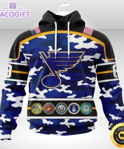 personalized nhl st louis bluescamo patternand all military force logo 3d unisex hoodie