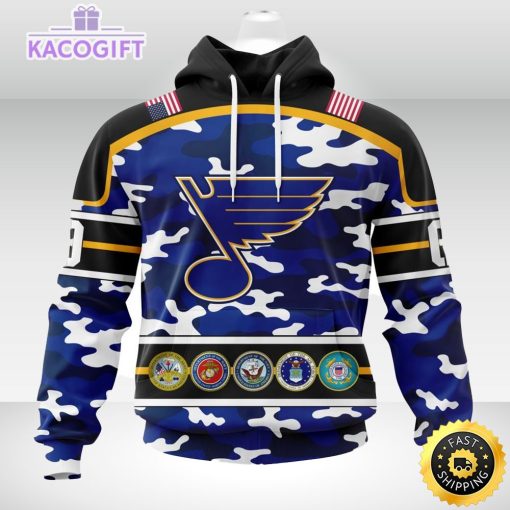 personalized nhl st louis bluescamo patternand all military force logo 3d unisex hoodie