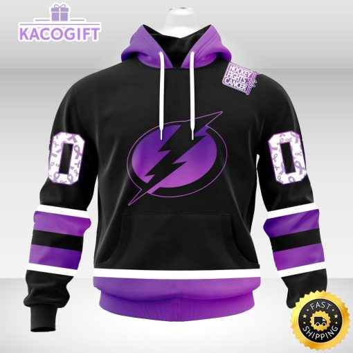 personalized nhl tampa bay lightning hoodie special black hockey fights cancer unisex hoodie