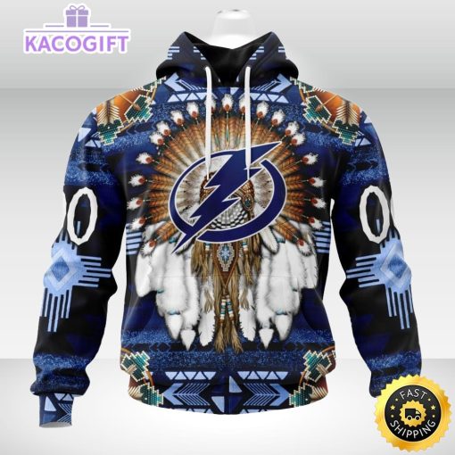 personalized nhl tampa bay lightning hoodie special native hat costume design 3d unisex hoodie