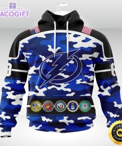 personalized nhl tampa bay lightningcamo patternand all military force logo 3d unisex hoodie