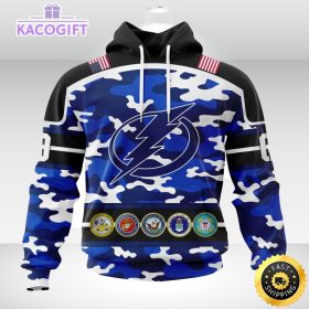 personalized nhl tampa bay lightningcamo patternand all military force logo 3d unisex hoodie