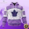 personalized nhl toronto maple leafs special lavender hockey fights cancer all over print unisex 3d hoodie