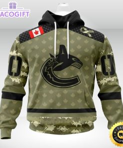 personalized nhl vancouver canucks hoodie special camo military appreciation unisex hoodie