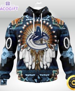 personalized nhl vancouver canucks hoodie special native hat costume design 3d unisex hoodie