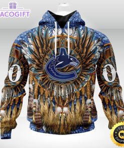 personalized nhl vancouver canucks hoodie special native hat costume design unisex 3d hoodie