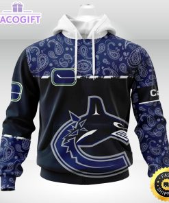 personalized nhl vancouver canucks hoodie specialized hockey with paisley unisex 3d hoodie