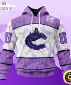 personalized nhl vancouver canucks special lavender hockey fights cancer all over print unisex 3d hoodie