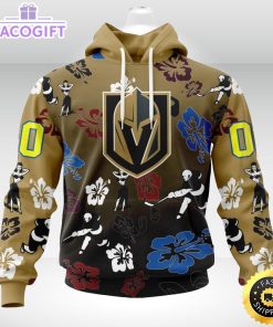 personalized nhl vegas golden knights hoodie hawaiian style design for fans unisex 3d hoodie