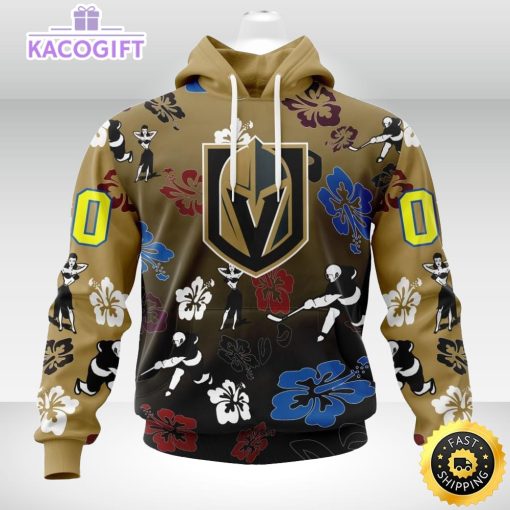 personalized nhl vegas golden knights hoodie hawaiian style design for fans unisex 3d hoodie