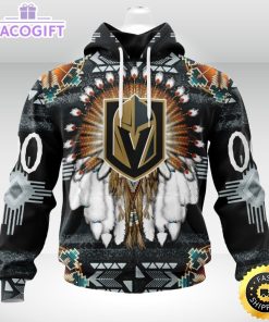 personalized nhl vegas golden knights hoodie special native hat costume design 3d unisex hoodie