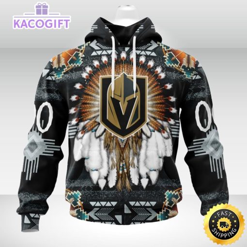 personalized nhl vegas golden knights hoodie special native hat costume design 3d unisex hoodie