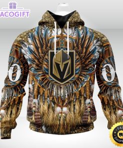 personalized nhl vegas golden knights hoodie special native hat costume design unisex 3d hoodie