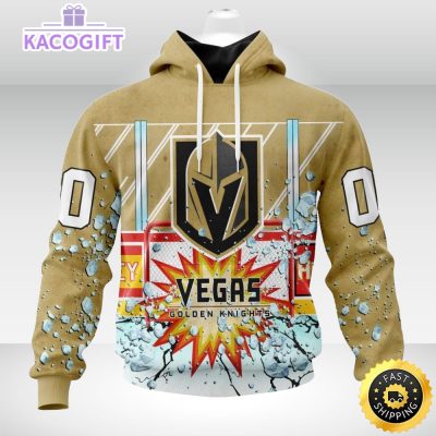 personalized nhl vegas golden knights hoodie with ice hockey arena 3d unisex hoodie