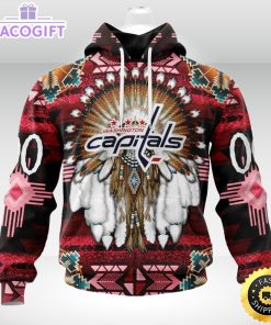 personalized nhl washington capitals hoodie special native hat costume design 3d unisex hoodie