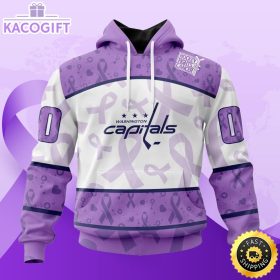 personalized nhl washington capitals special lavender hockey fights cancer all over print unisex 3d hoodie