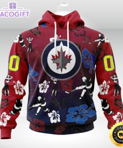 personalized nhl winnipeg jets hoodie hawaiian style design for fans unisex 3d hoodie