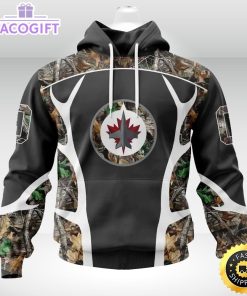 personalized nhl winnipeg jets hoodie special camo hunting design unisex 3d hoodie