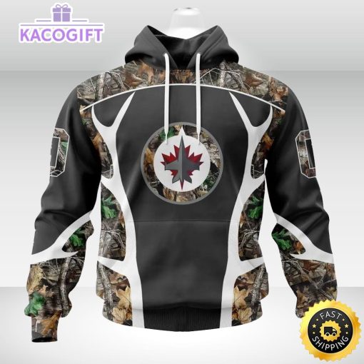 personalized nhl winnipeg jets hoodie special camo hunting design unisex 3d hoodie