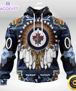 personalized nhl winnipeg jets hoodie special native hat costume design 3d unisex hoodie