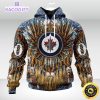 personalized nhl winnipeg jets hoodie special native hat costume design unisex 3d hoodie