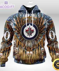 personalized nhl winnipeg jets hoodie special native hat costume design unisex 3d hoodie