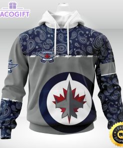 personalized nhl winnipeg jets hoodie specialized hockey with paisley unisex 3d hoodie