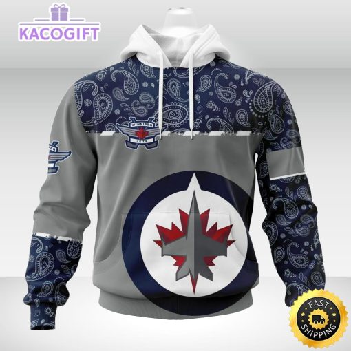 personalized nhl winnipeg jets hoodie specialized hockey with paisley unisex 3d hoodie