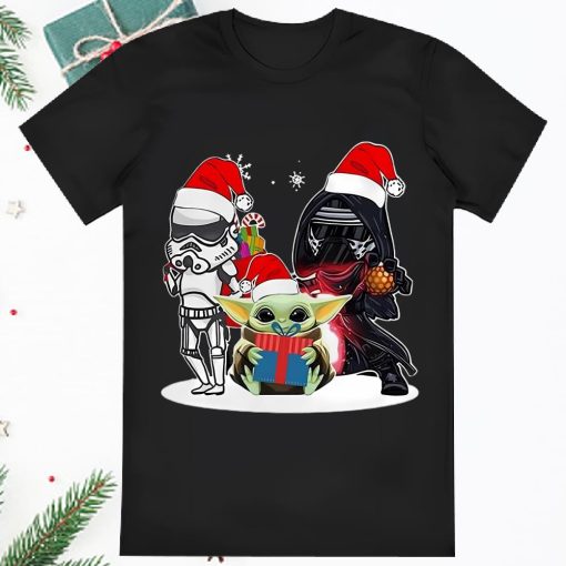 Baby Yoda And Darth Vader Stormtrooper Merry Christmas Light Shirt