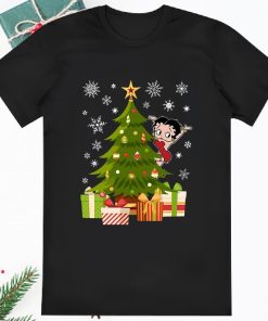 Betty Boop Christmas Decorating The Xmas Tree Womens T Shirt