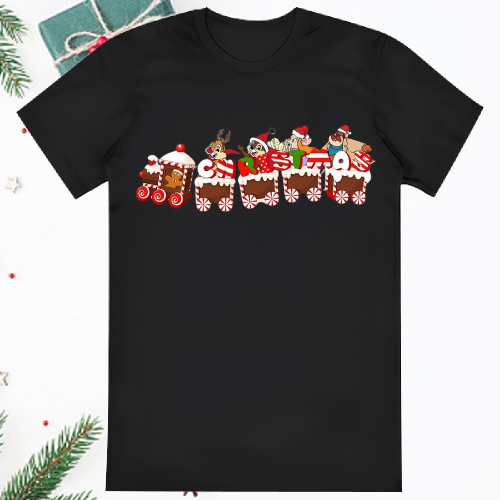 Festive Disney Chip and Dale Cookie Locomotive Tee