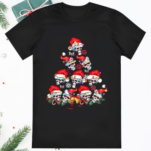 Evil Skull Christmas Hat Christmas Tree Skull Shirt