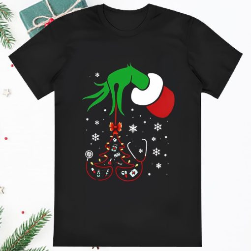 Grinch Christmas Holding Nurse Tree Shirt