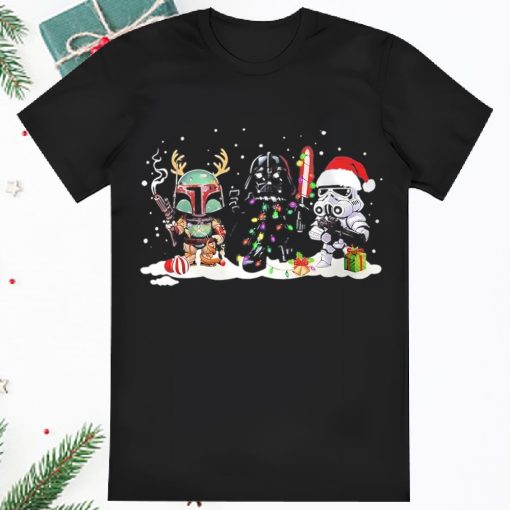 Star Wars Boba Fett Stormtrooper And Darth Vader Christmas Shirt