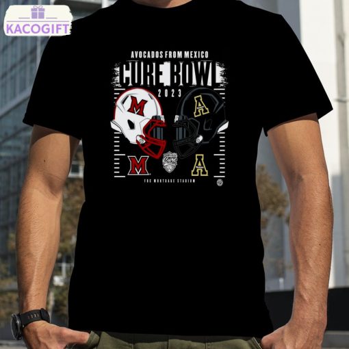 appalachian state mountaineers vs miami redhawks 2023 avocados from mexico cure bowl fbc mortgage stadium shirt