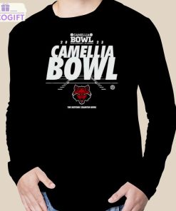 arkansas state red wolves camellia bowl montgomery alabama 2023 logo t shirt 3