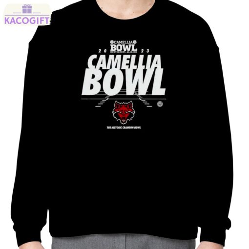 arkansas state red wolves camellia bowl montgomery alabama 2023 logo t shirt 4