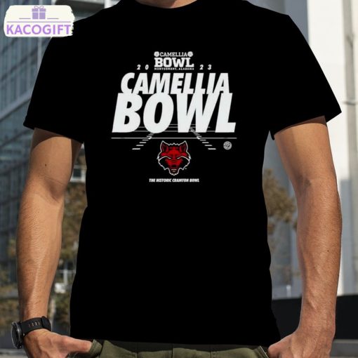 arkansas state red wolves camellia bowl montgomery alabama 2023 logo t shirt