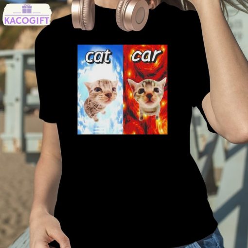 cat vs car heaven and hell t shirt 2