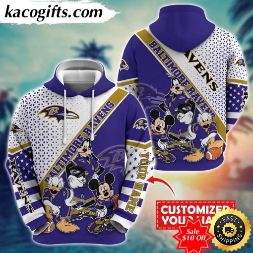 personalized nfl baltimore ravens hoodie character cartoon movie unisex hoodie