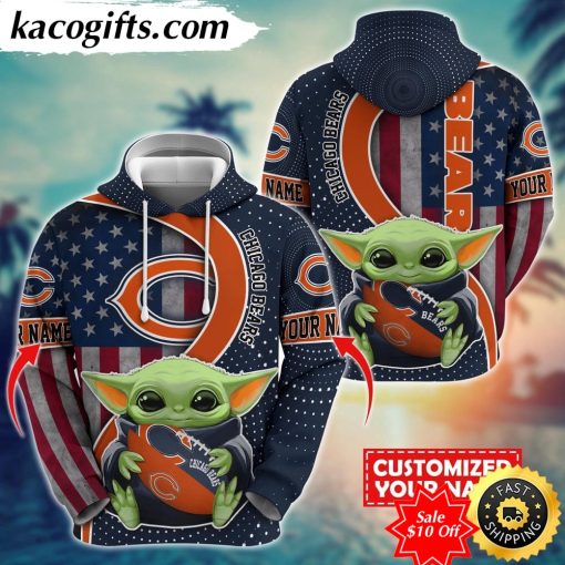 personalized nfl chicago bears hoodie baby yoda unisex hoodie for fans