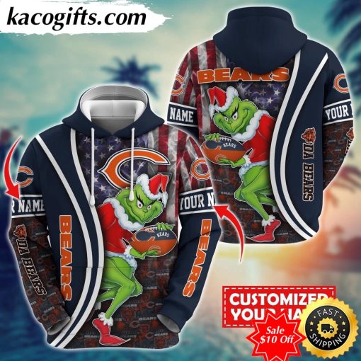 personalized nfl chicago bears hoodie grinch unisex hoodie