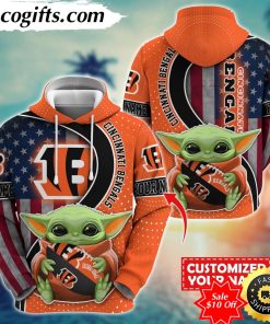 personalized nfl cincinnati bengals hoodie baby yoda unisex hoodie for fans