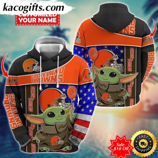 personalized nfl cleveland browns hoodie baby yoda unisex hoodie