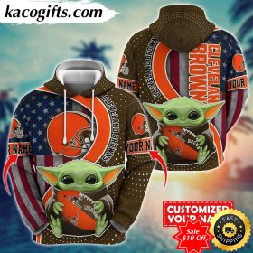 personalized nfl cleveland browns hoodie baby yoda unisex hoodie for fans