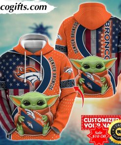 personalized nfl denver broncos hoodie baby yoda unisex hoodie for fans