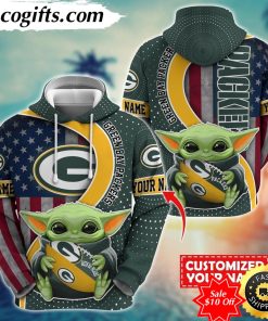 personalized nfl green bay packers hoodie baby yoda unisex hoodie for fans