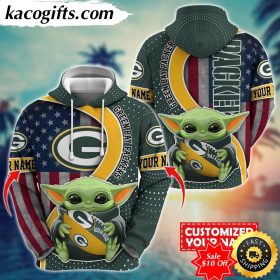 personalized nfl green bay packers hoodie baby yoda unisex hoodie for fans