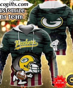 personalized nfl green bay packers hoodie snoopy sports hoodie