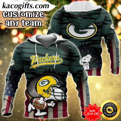 personalized nfl green bay packers hoodie snoopy sports hoodie